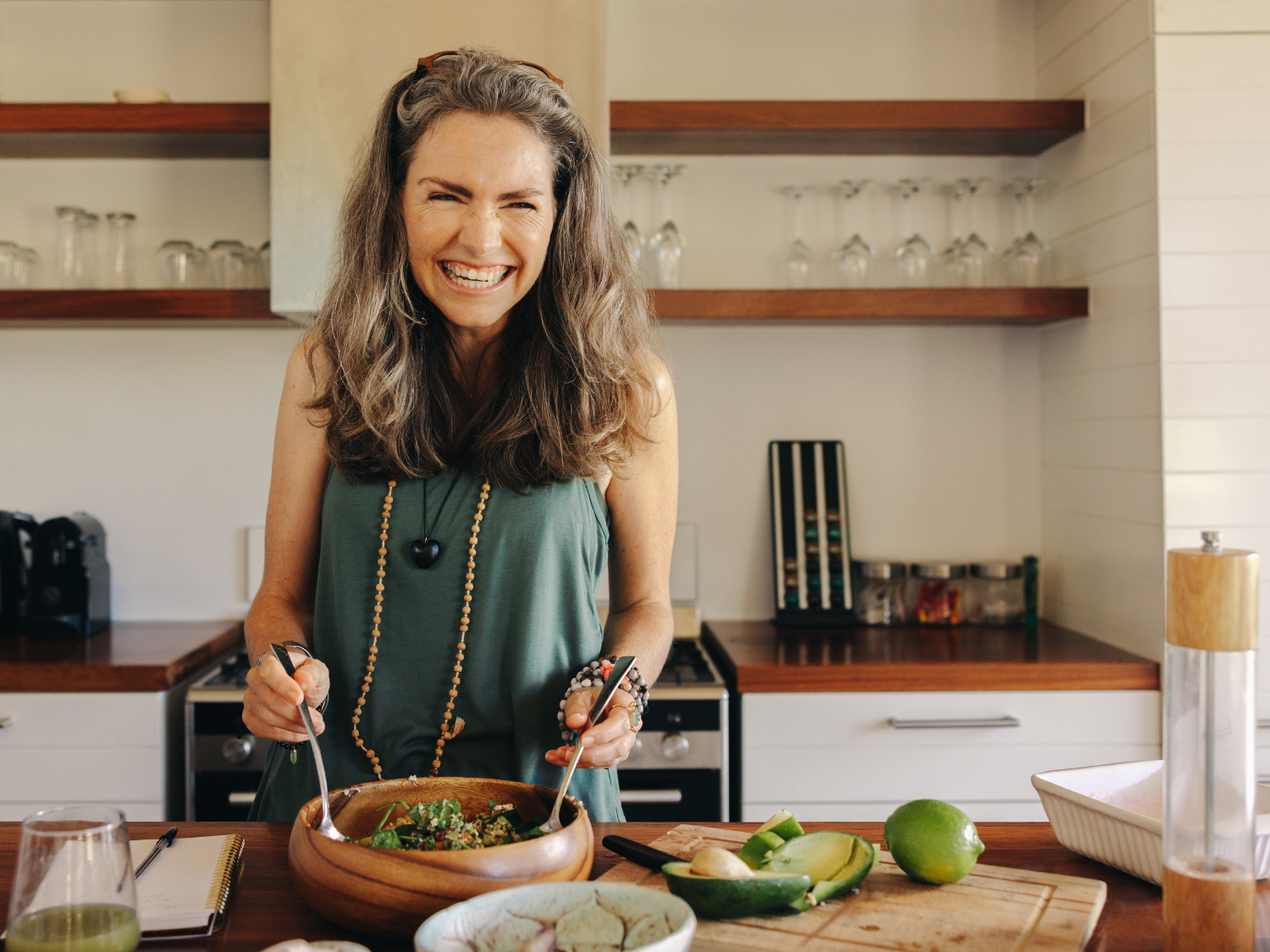 Woman preparing healthy meal in kitchen