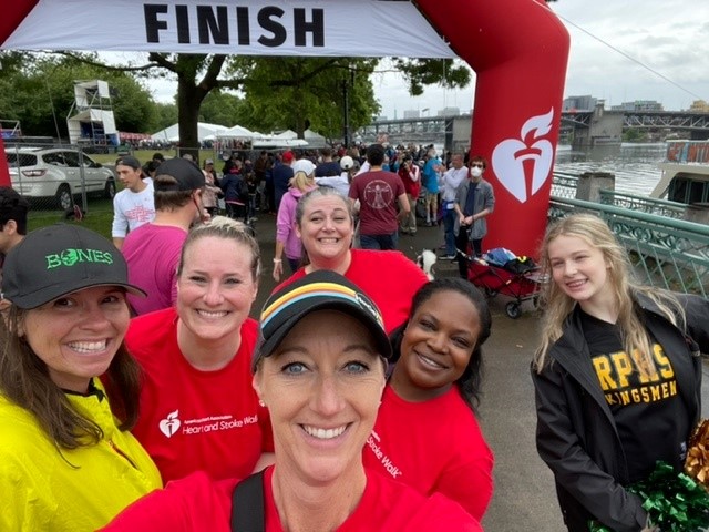 Tara Marshall at the finish line of a race