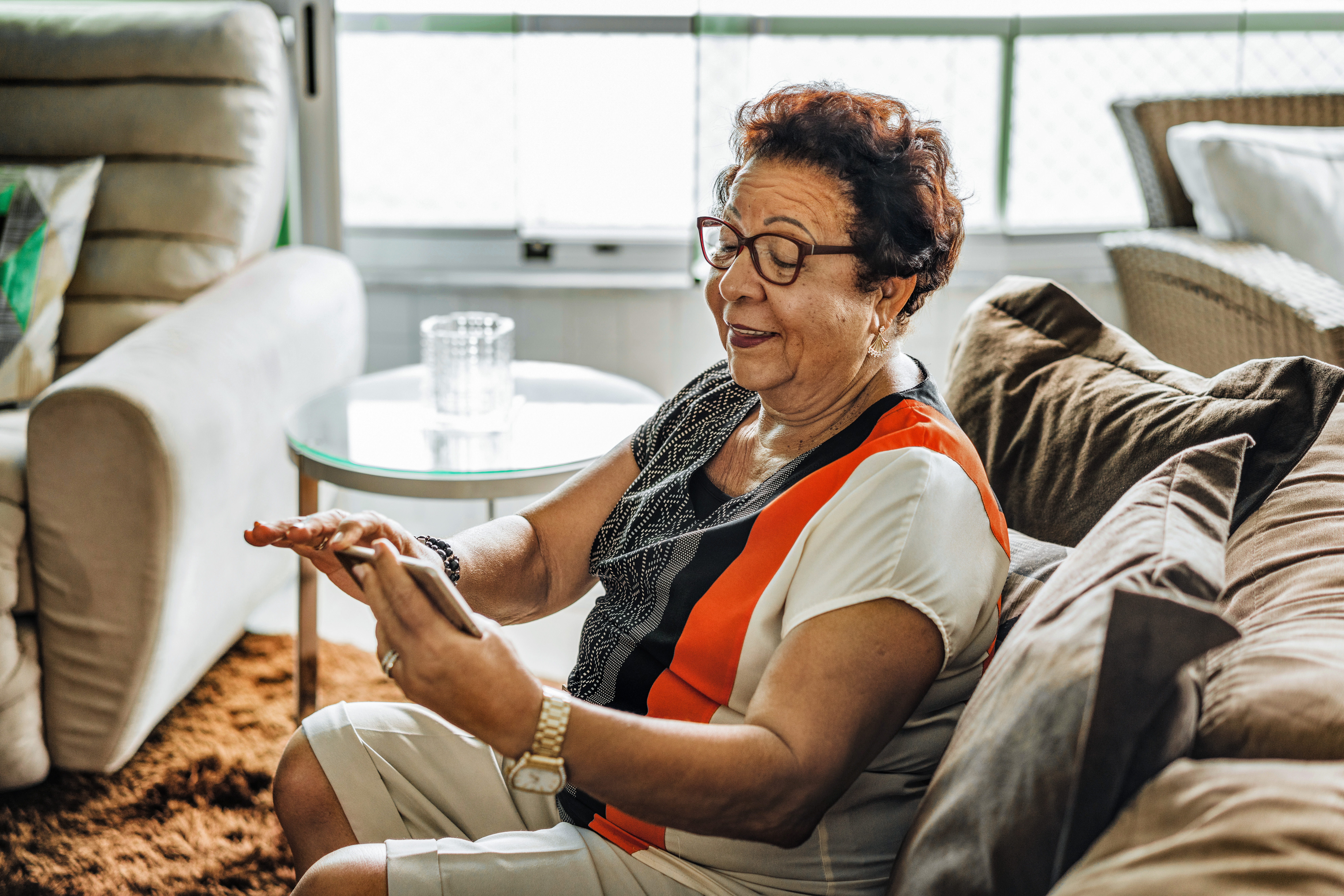Woman reading on her phone